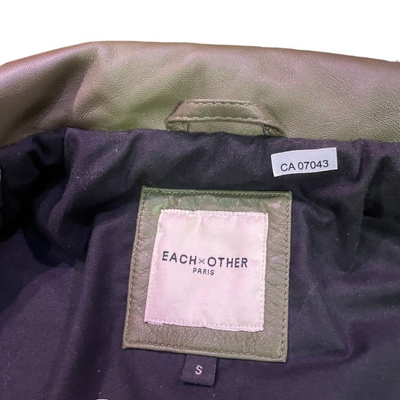 EACH X OTHER PARIS  LEATHER BELTED BIKER JACKET KHAKI GREEN UNISEX SIZE S - Picture 6 of 14
